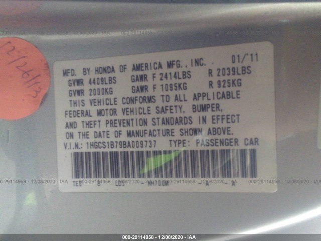 Photo 8 VIN: 1HGCS1B79BA009737 - HONDA ACCORD 