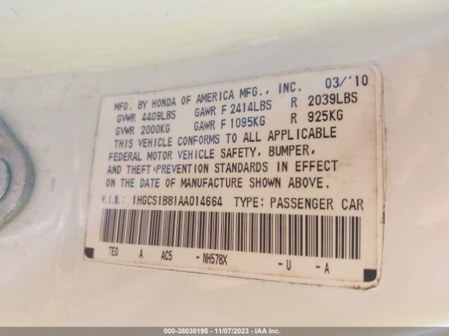 Photo 8 VIN: 1HGCS1B81AA014664 - HONDA ACCORD 