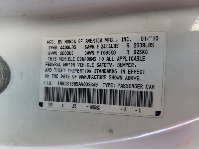 Photo 9 VIN: 1HGCS1B85AA009645 - HONDA ACCORD EXL 