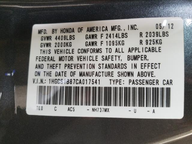 Photo 9 VIN: 1HGCS1B87CA017541 - HONDA ACCORD EXL 