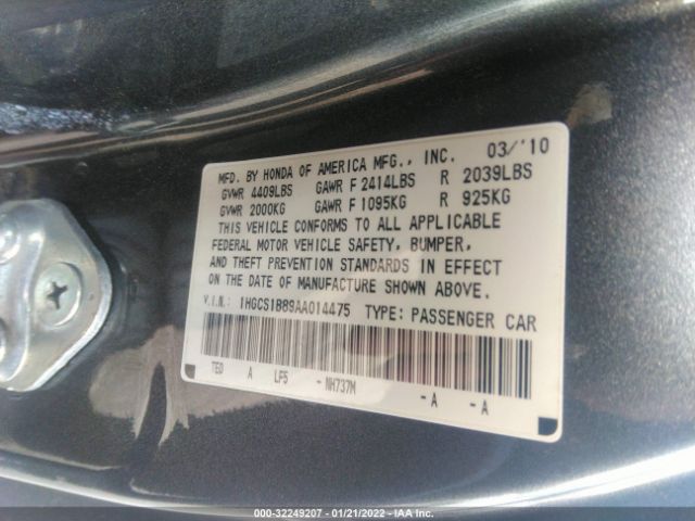 Photo 8 VIN: 1HGCS1B89AA014475 - HONDA ACCORD CPE 