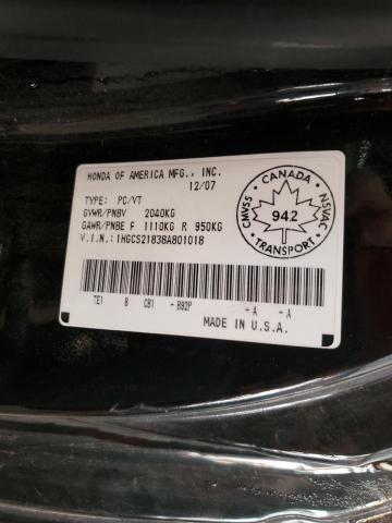 Photo 12 VIN: 1HGCS21838A801018 - HONDA ACCORD EXL 