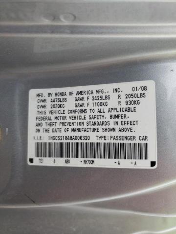 Photo 9 VIN: 1HGCS21848A006320 - HONDA ACCORD EXL 