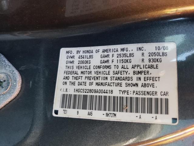 Photo 9 VIN: 1HGCS22809A004418 - HONDA ACCORD EXL 