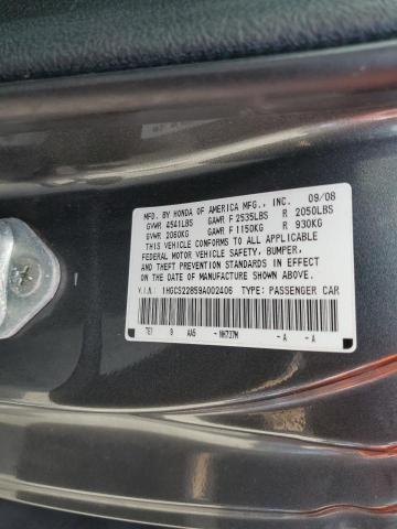 Photo 12 VIN: 1HGCS22859A002406 - HONDA ACCORD EXL 