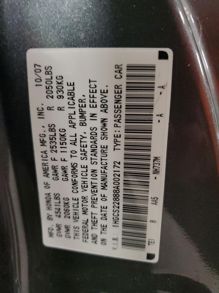 Photo 11 VIN: 1HGCS22888A002172 - HONDA ACCORD 