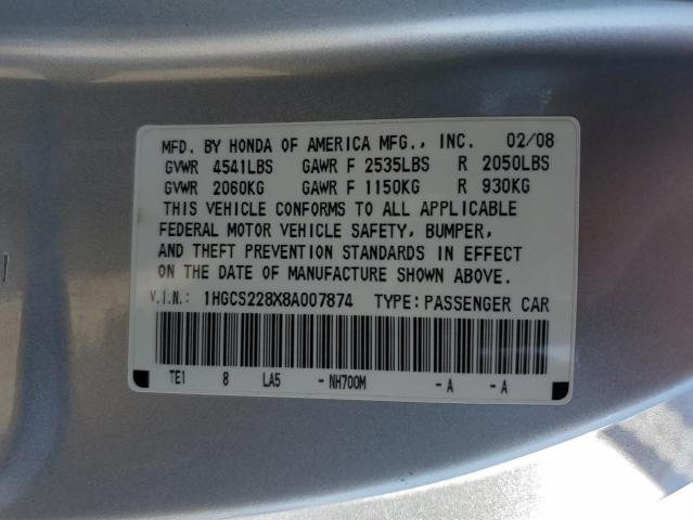 Photo 12 VIN: 1HGCS228X8A007874 - HONDA ACCORD 