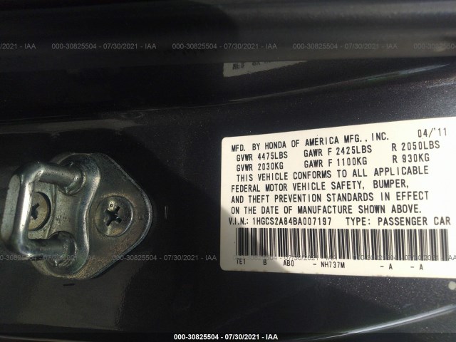 Photo 8 VIN: 1HGCS2A84BA007197 - HONDA ACCORD CPE 