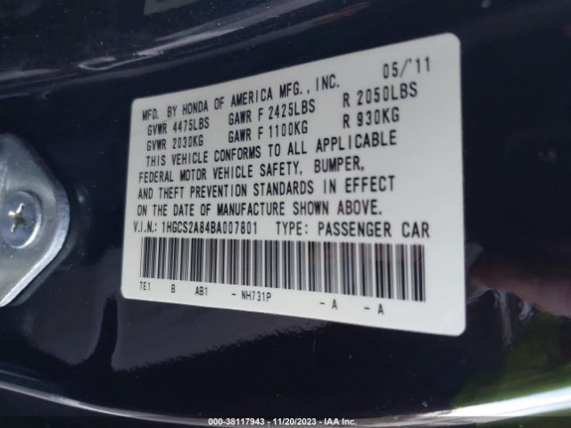 Photo 8 VIN: 1HGCS2A84BA007801 - HONDA ACCORD 