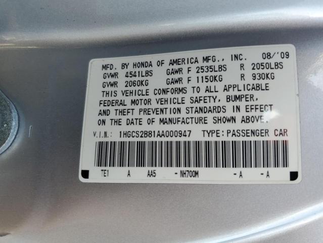 Photo 9 VIN: 1HGCS2B81AA000947 - HONDA ACCORD EXL 