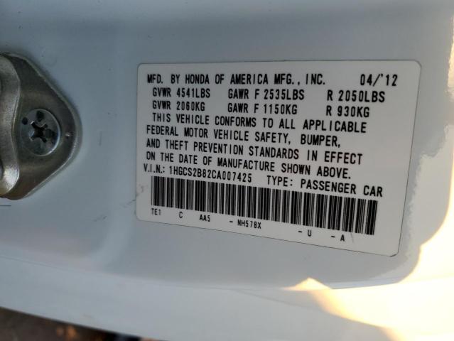 Photo 9 VIN: 1HGCS2B82CA007425 - HONDA ACCORD EXL 