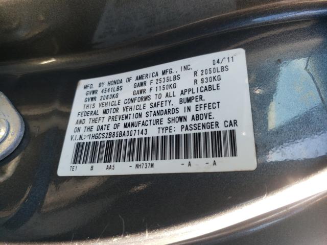 Photo 9 VIN: 1HGCS2B85BA007143 - HONDA ACCORD EXL 