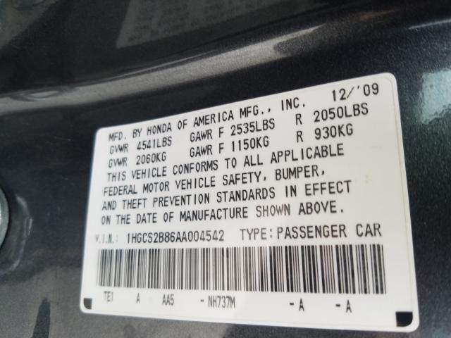 Photo 9 VIN: 1HGCS2B86AA004542 - HONDA ACCORD EXL 