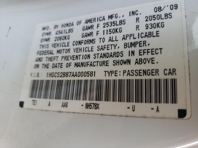 Photo 9 VIN: 1HGCS2B87AA000581 - HONDA ACCORD EXL 