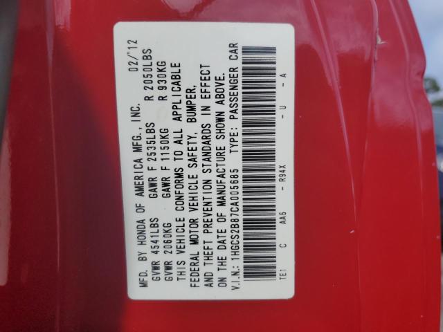 Photo 11 VIN: 1HGCS2B87CA005685 - HONDA ACCORD EXL 