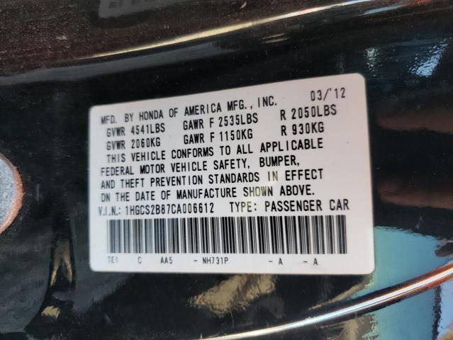 Photo 9 VIN: 1HGCS2B87CA006612 - HONDA ACCORD EXL 