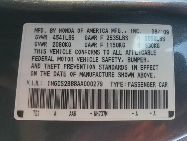 Photo 11 VIN: 1HGCS2B88AA000279 - HONDA ACCORD 