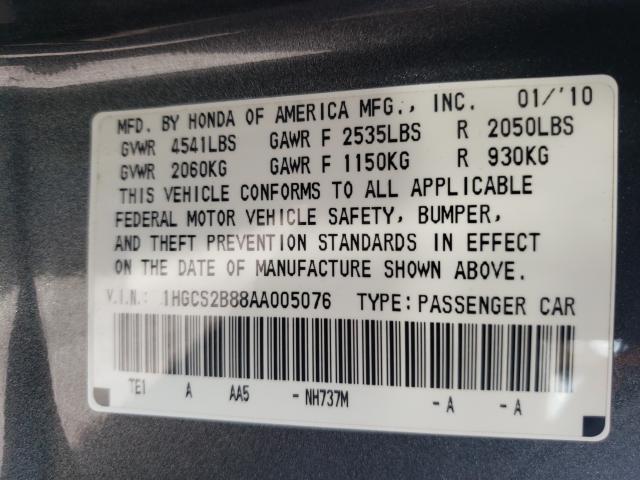 Photo 9 VIN: 1HGCS2B88AA005076 - HONDA ACCORD EXL 