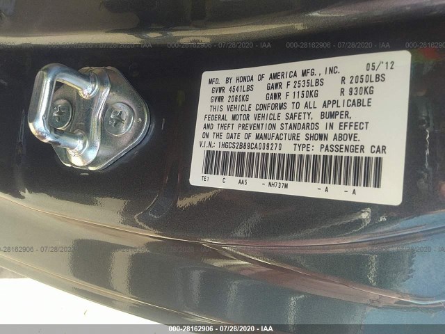 Photo 8 VIN: 1HGCS2B89CA009270 - HONDA ACCORD CPE 