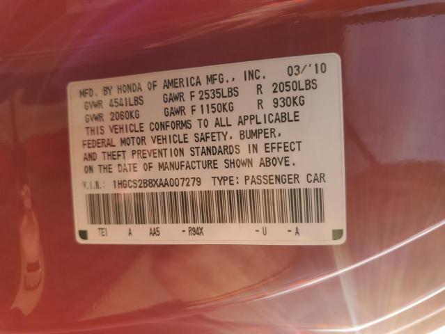 Photo 11 VIN: 1HGCS2B8XAA007279 - HONDA ACCORD EXL 