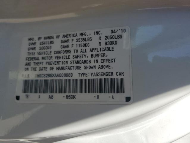 Photo 11 VIN: 1HGCS2B8XAA008089 - HONDA ACCORD EXL 