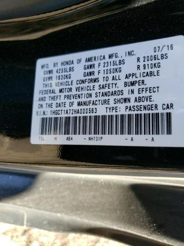 Photo 11 VIN: 1HGCT1A72HA000563 - HONDA ACCORD EX 