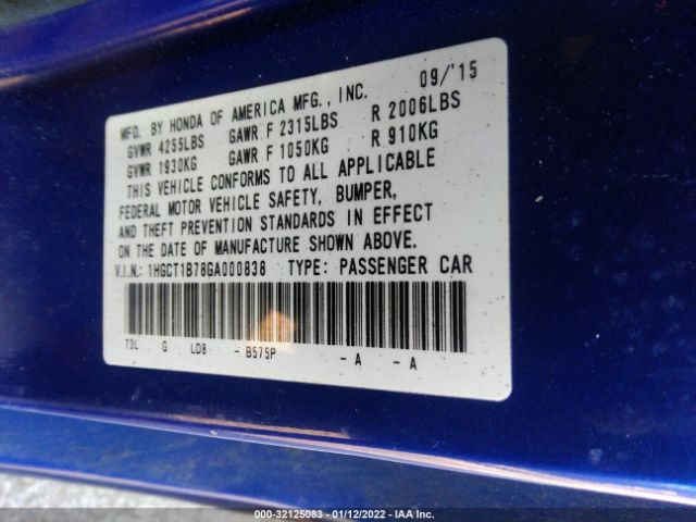 Photo 8 VIN: 1HGCT1B78GA000838 - HONDA ACCORD COUPE 