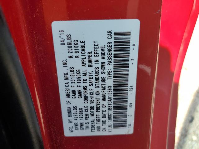 Photo 11 VIN: 1HGCT1B81GA010863 - HONDA ACCORD EXL 