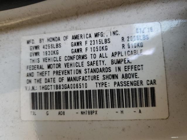 Photo 11 VIN: 1HGCT1B83GA006510 - HONDA ACCORD 