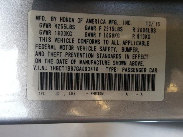 Photo 9 VIN: 1HGCT1B87GA003478 - HONDA ACCORD EXL 