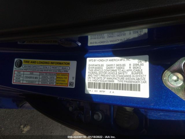 Photo 8 VIN: 1HGCV1E32JA158456 - HONDA ACCORD SEDAN 