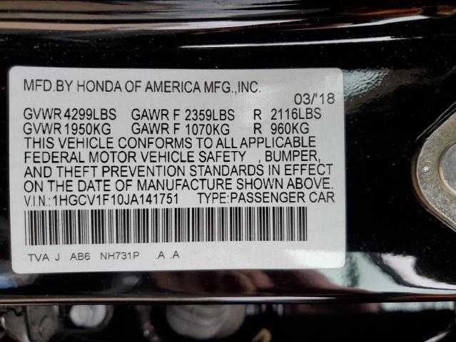 Photo 11 VIN: 1HGCV1F10JA141751 - HONDA ACCORD LX 