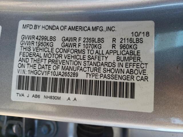 Photo 9 VIN: 1HGCV1F10JA265289 - HONDA ACCORD 