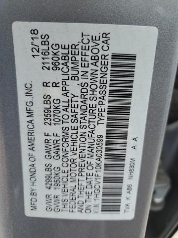 Photo 12 VIN: 1HGCV1F10KA030599 - HONDA ACCORD LX 