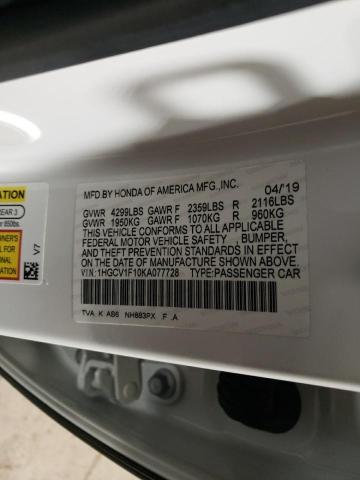 Photo 12 VIN: 1HGCV1F10KA077728 - HONDA ACCORD 