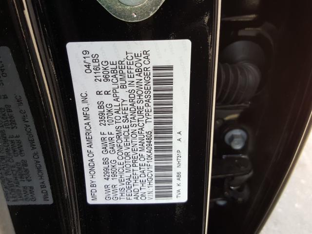 Photo 9 VIN: 1HGCV1F10KA094805 - HONDA ACCORD SEDAN 