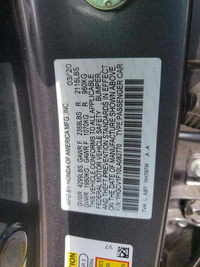 Photo 9 VIN: 1HGCV1F10LA082770 - HONDA ACCORD LX 