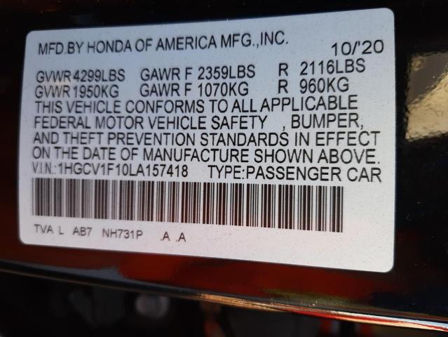 Photo 12 VIN: 1HGCV1F10LA157418 - HONDA ACCORD LX 