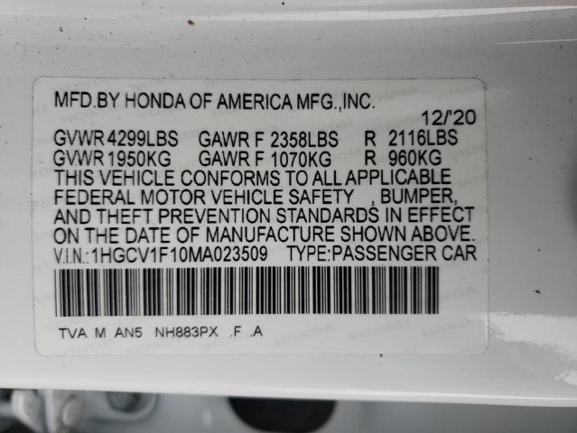 Photo 11 VIN: 1HGCV1F10MA023509 - HONDA ACCORD 