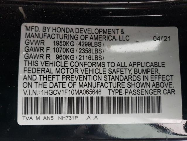 Photo 11 VIN: 1HGCV1F10MA065646 - HONDA ACCORD LX 