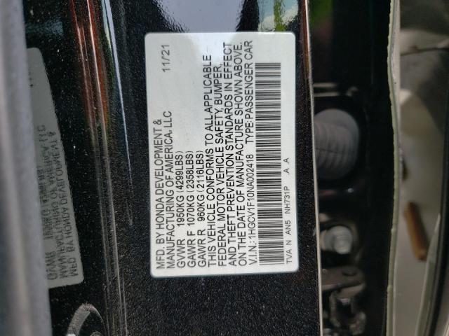 Photo 11 VIN: 1HGCV1F10NA002418 - HONDA ACCORD LX 