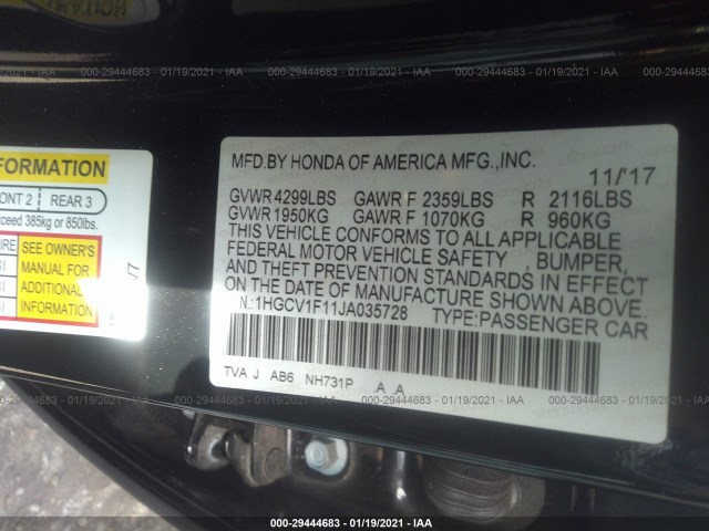 Photo 8 VIN: 1HGCV1F11JA035728 - HONDA ACCORD SEDAN 