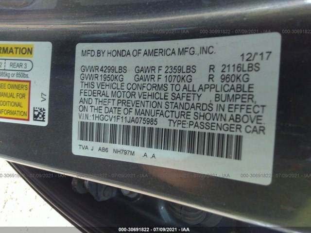 Photo 8 VIN: 1HGCV1F11JA075985 - HONDA ACCORD SEDAN 