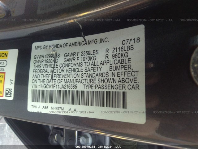 Photo 8 VIN: 1HGCV1F11JA216585 - HONDA ACCORD SEDAN 