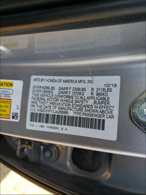 Photo 9 VIN: 1HGCV1F11JA256990 - HONDA ACCORD LX 