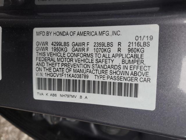 Photo 12 VIN: 1HGCV1F11KA038789 - HONDA ACCORD LX 