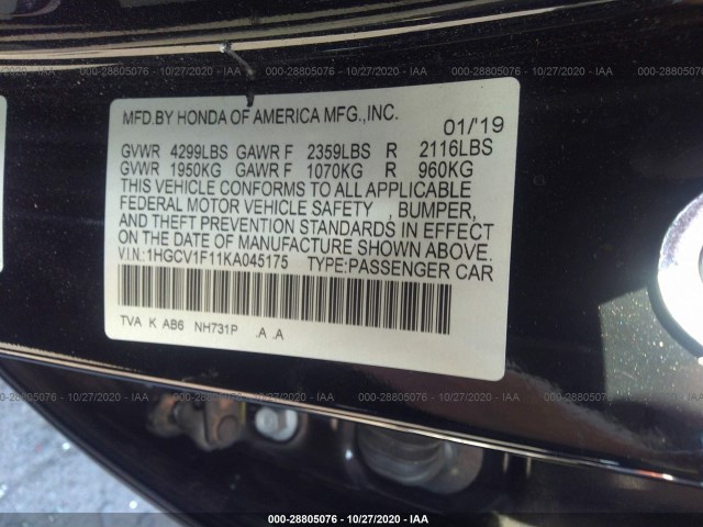 Photo 8 VIN: 1HGCV1F11KA045175 - HONDA ACCORD SEDAN 