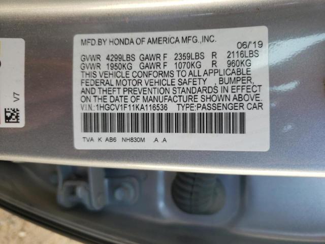 Photo 9 VIN: 1HGCV1F11KA116536 - HONDA ACCORD LX 