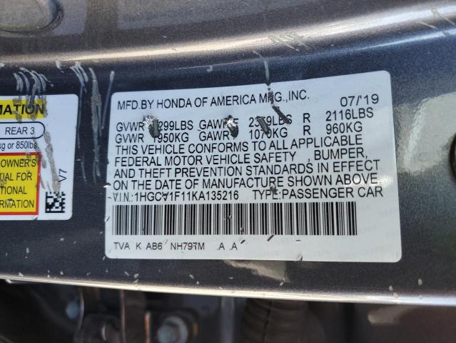 Photo 11 VIN: 1HGCV1F11KA135216 - HONDA ACCORD 