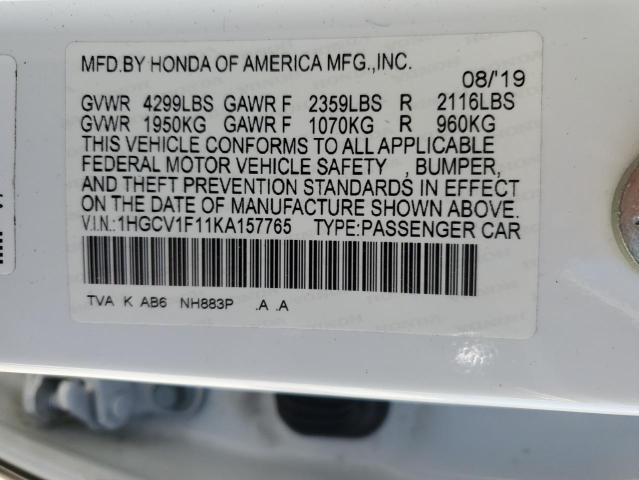 Photo 11 VIN: 1HGCV1F11KA157765 - HONDA ACCORD 